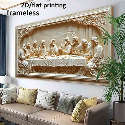 1pc Large Frameless Modern The Last Supper by Leonardo da Vinci Canvas Poster - Iconic 39.37"x78.74" (100x200cm) Wall Art Reproduction for, Office, Church Decor - Easy-to-Hang Da Vinci Print