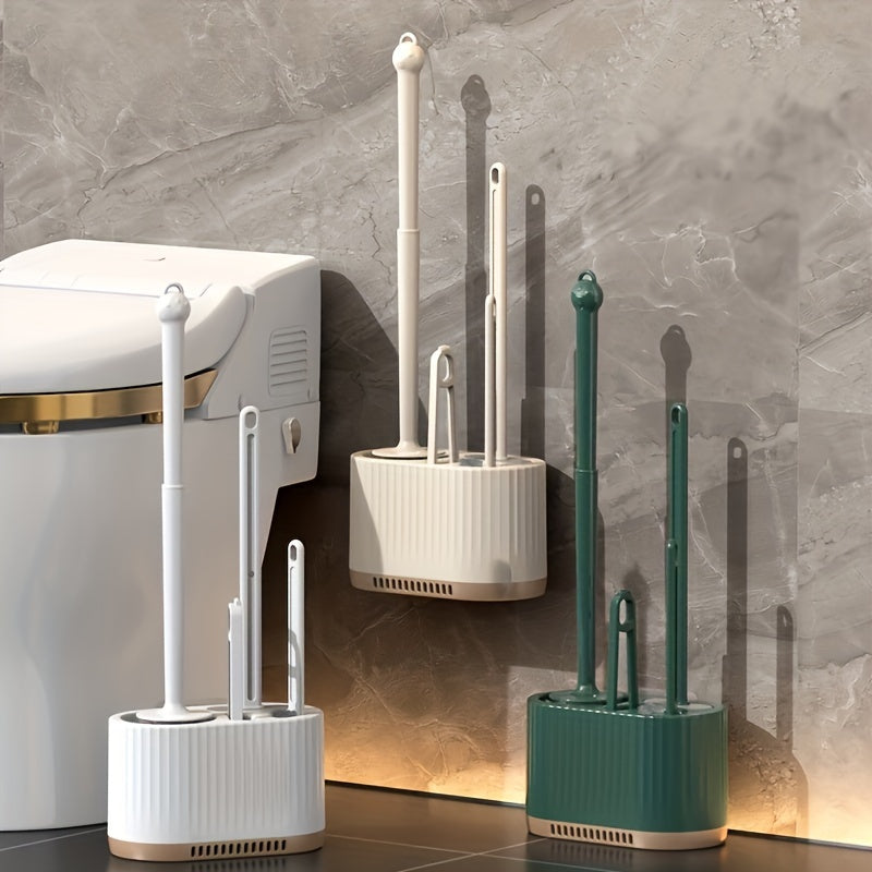 4pcs/set Toilet Brush Household No-Corner Wall Hanging Toilet Cleaning Brush Four-in-One Set Light Luxury Toilet Cleaning Brush with Storage Rack