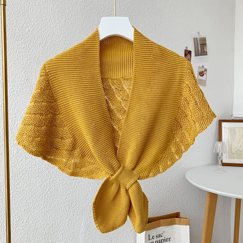 Women'S Stylish Openwork Yarn Shawl - Lightweight, Breathable Polyester, Perfect for Layering or Standalone Outfits, Machine Washable, Weekend Casual Wrap | Versatile Shawl | Stylish Knitwear, Shawls for Winter