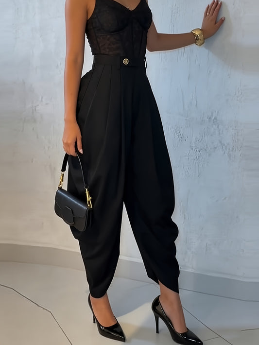 Women'S Fashion Casual Solid Color Irregular Design And Loose Silhouette Long Pants