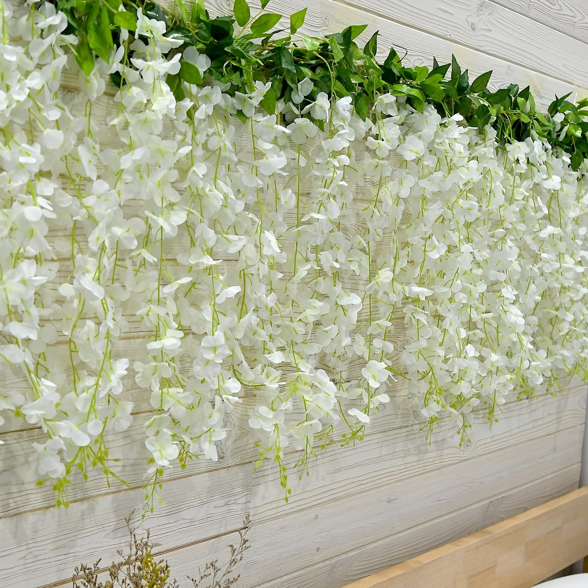 Artificial White Wisteria Vine Garland, 16 Branches Silk Rattan Hanging Flowers, Plastic Plant for Valentine'S Day, Garden, Home, Wedding Arch, Party Decor, Easter & Halloween Gift
