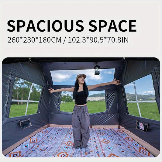 KAIROAD 6-Person Automatic Pop-Up Camping Tent with Sunshade Canopy, 2-in-1 Convertible Design, Durable Glass Frame & Zipper Closure, All-Season Outdoor Camping Gear for Family Camping, Hiking, Backyard Adventures (Grey), Tents for Camping, Modern Tent D