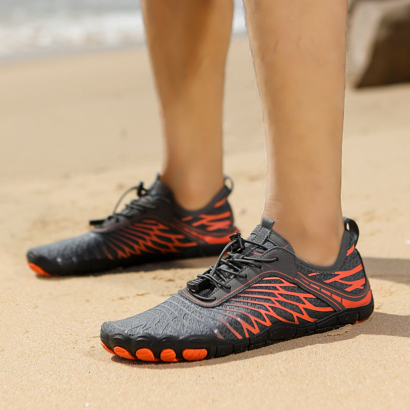 Quick-Dry Aqua Sneakers for Men - Breathable with Non-Slip Rubber Sole for Surfing, Swimming, Beach Tennis & Volleyball - Versatile All-Season Footwear in Gray, Black