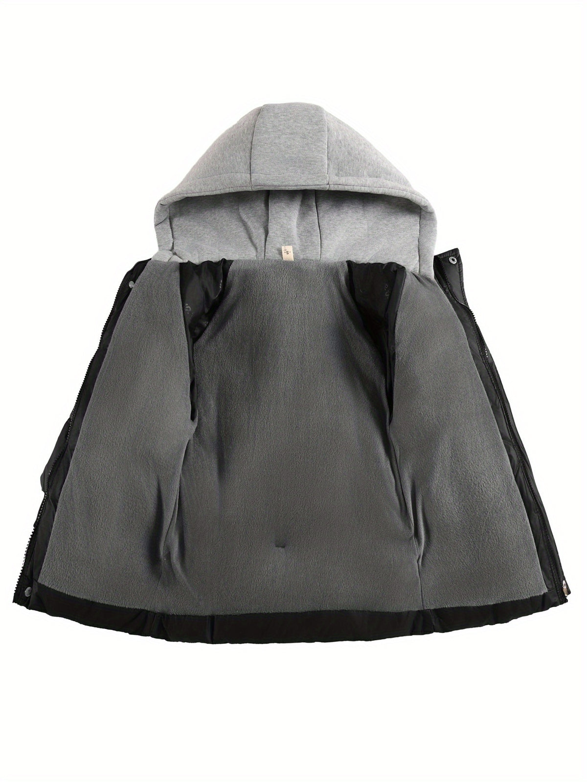 Boys' Winter Warm Coat Featuring a Trendy Faux Two-Piece Design, Print with Polyester Fiber, Thickened for Warmth, Windproof, And Equipped with a Hood, Perfect for Youth Outerwear.