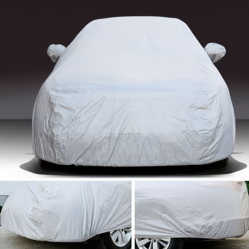 Universal Waterproof Car Cover - UV Protection, Rainproof/Dustproof/Snowproof | High-Temp Resistant PEVA Material, All-Season Vehicle Protection, Silvery Durable Car Accessory, Car Covers Heavy Duty Uv Waterproof, Car Cover Waterproof All Weather Suv, Ca