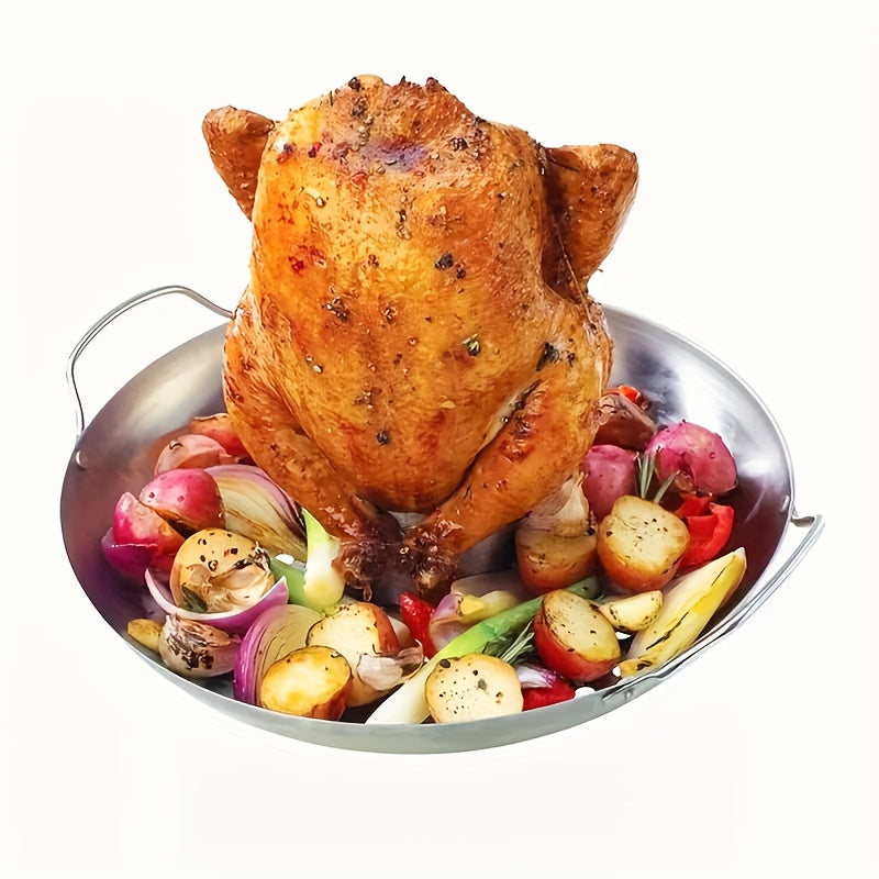 Stainless Steel Beer Can Roasting Rack - Detachable Round Chicken Grill Pan for Indoor/Outdoor BBQ, Picnics & Camping - Perfect for Thanksgiving, St. Patrick'S Day, Easter & More - Durable, Easy-Clean Design for Even Cooking, Camping Essentials, Sleek Me