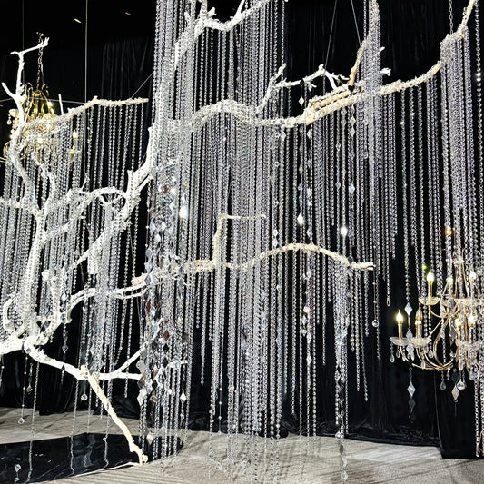 33ft Transparent/AB Color Octagonal Garland Chain, 11mm Diameter for Christmas Tree DIY, Wedding Party Decorations, Ceiling Hanging Garland, Christmas Gifts and Home Decoration, Event Party Garland Decoration, Crystal Chandelier, Chandelier Crystal, Crys