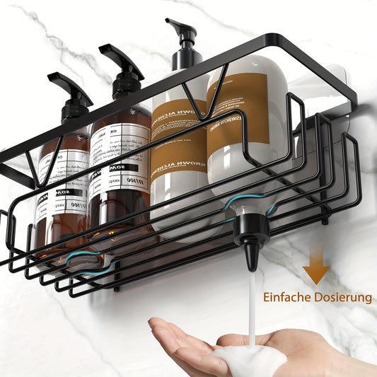 4pcs bathroom corner adhesive shower storage rack, large capacity shower bathroom storage basket, rust proof, no need to drill holes for storage, with 1 soap holder, suitable for bathroom storage and home decoration apartment gifts, Apartment