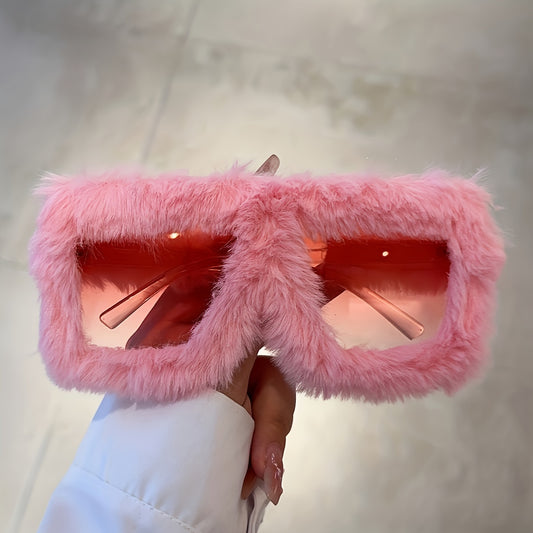 Y2K Oversized Square Plush Fashion Glasses for Men & Women