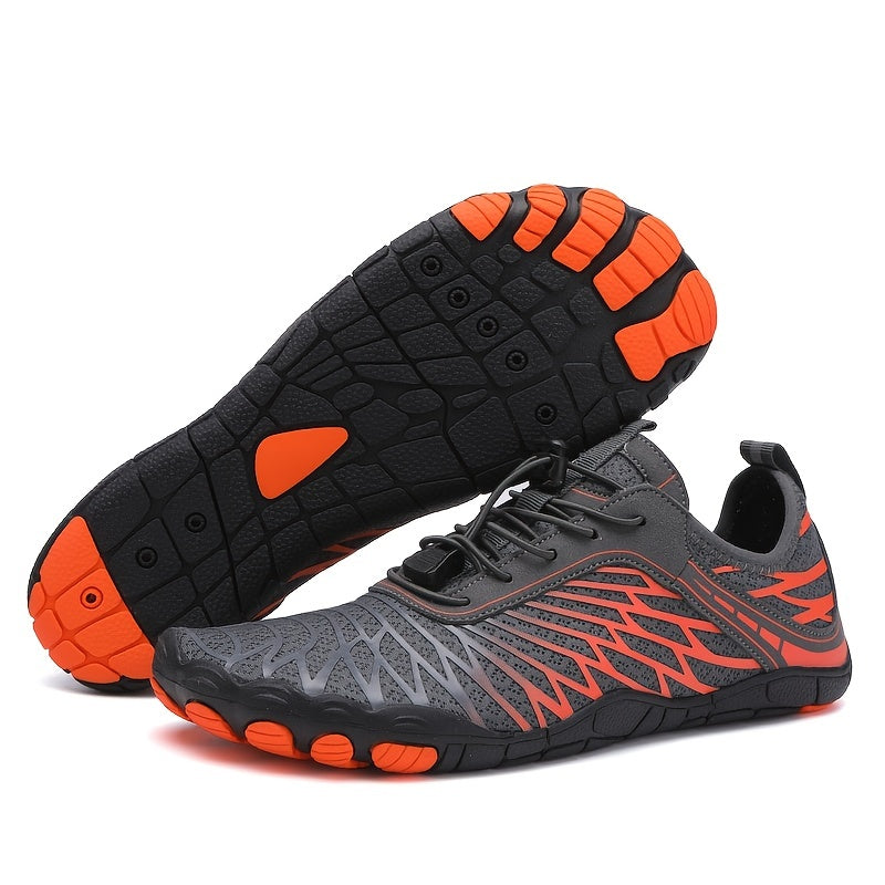 Quick-Dry Aqua Sneakers for Men - Breathable with Non-Slip Rubber Sole for Surfing, Swimming, Beach Tennis & Volleyball - Versatile All-Season Footwear in Gray, Black