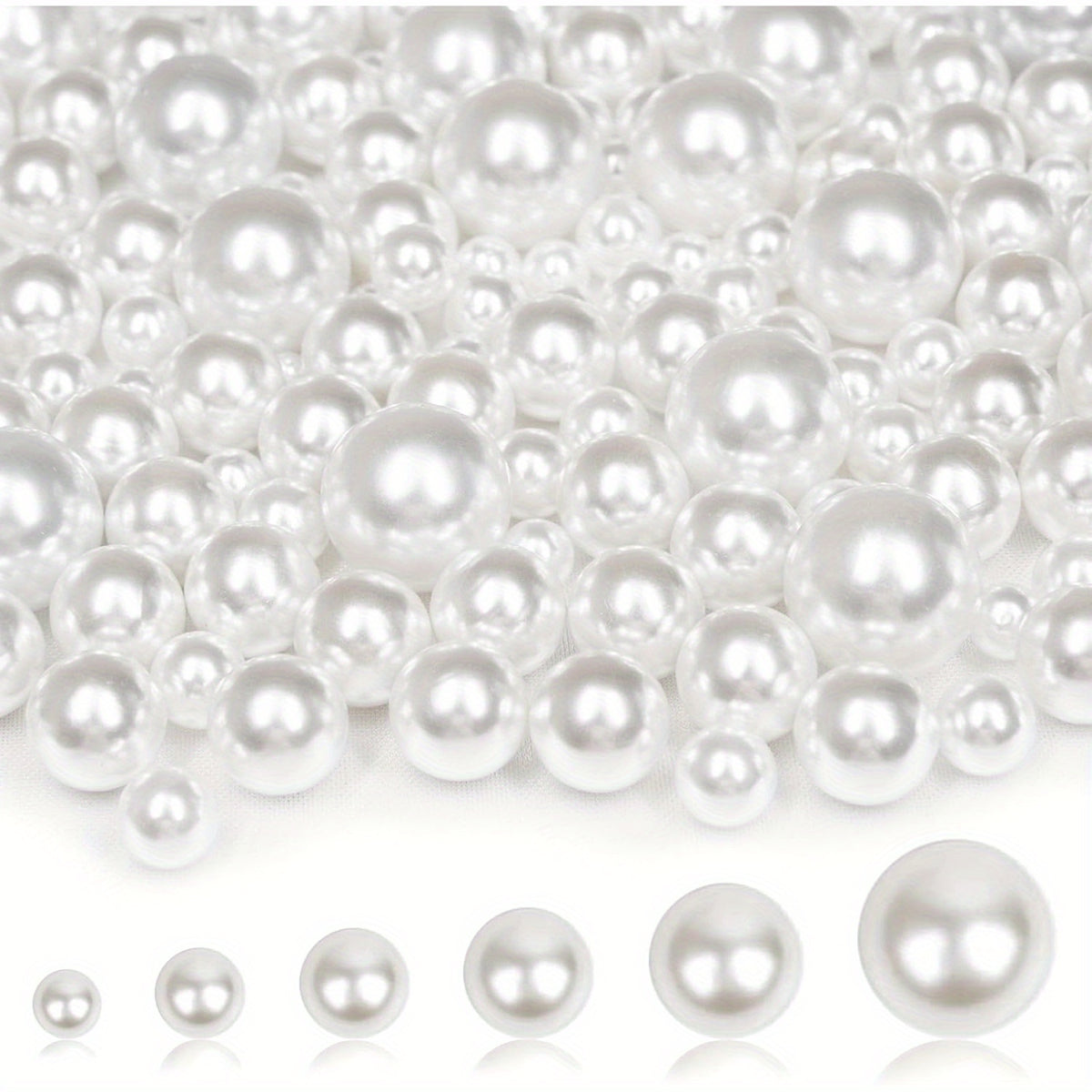 655pcs Elegant Faux Pearl Beads 3-10mm - Polished Floating Beads for Wedding, Bridal Shower, Christmas, Birthday & Party Decor - DIY Crafts, Vase Fillers, Candle Centerpieces, Home & Table Decorations, Pearl Beads for Crafts, Wedding Decorations, Decorat