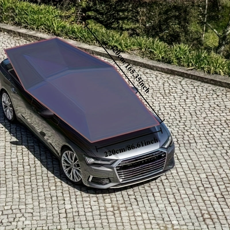 Semi-Automatic Car Roof Cover - Durable Fiberglass Material, Waterproof & Windproof, Warm and Rain-Resistant, Multi-Use Sunshade for All Vehicle Models, Fishing Umbrella