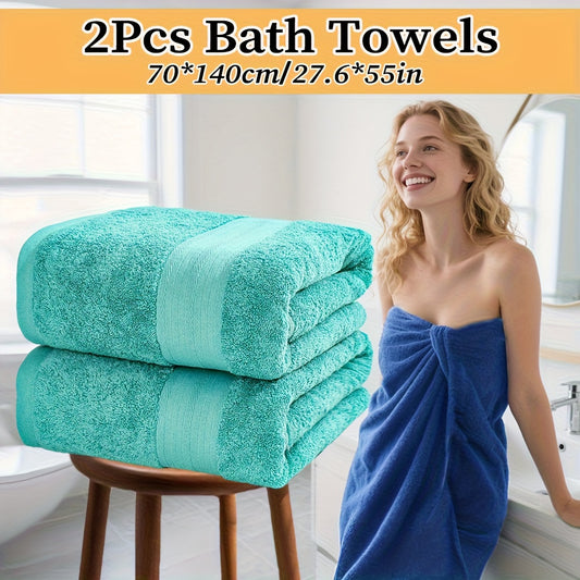 2pcs Bath Towels Set 70x140cm/27.6x55in, Solid Color 450GSM Soft & Comfortable, High Absorbency - Multi-Color Options for Bathroom, Shower, Hotel, Sauna, Spa, Wash Cloths, Wash Towels, Wash Cloths, Wash Towels, Wash