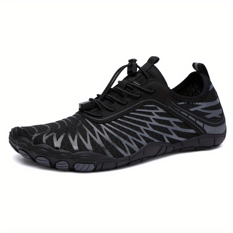 Quick-Dry Aqua Sneakers for Men - Breathable with Non-Slip Rubber Sole for Surfing, Swimming, Beach Tennis & Volleyball - Versatile All-Season Footwear in Gray, Black