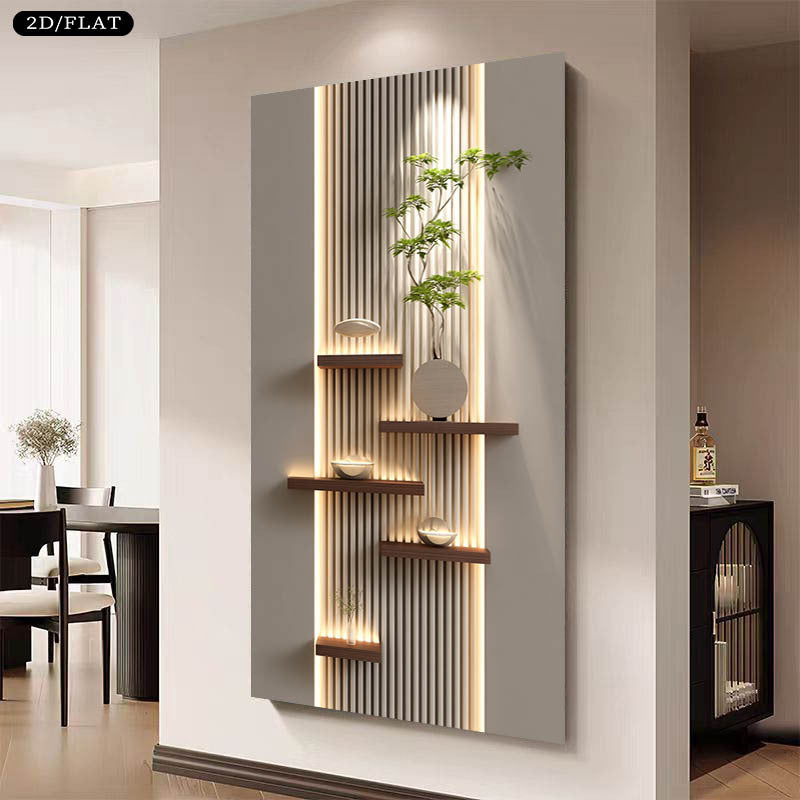1pc Extra Large Modern Minimalist Vertical Slatted Wall Art - & Brown Neutral Tones, Frameless Canvas Print for Living Room, Bedroom, Bedroom Artwork, Highquality Print, Decorative Painting