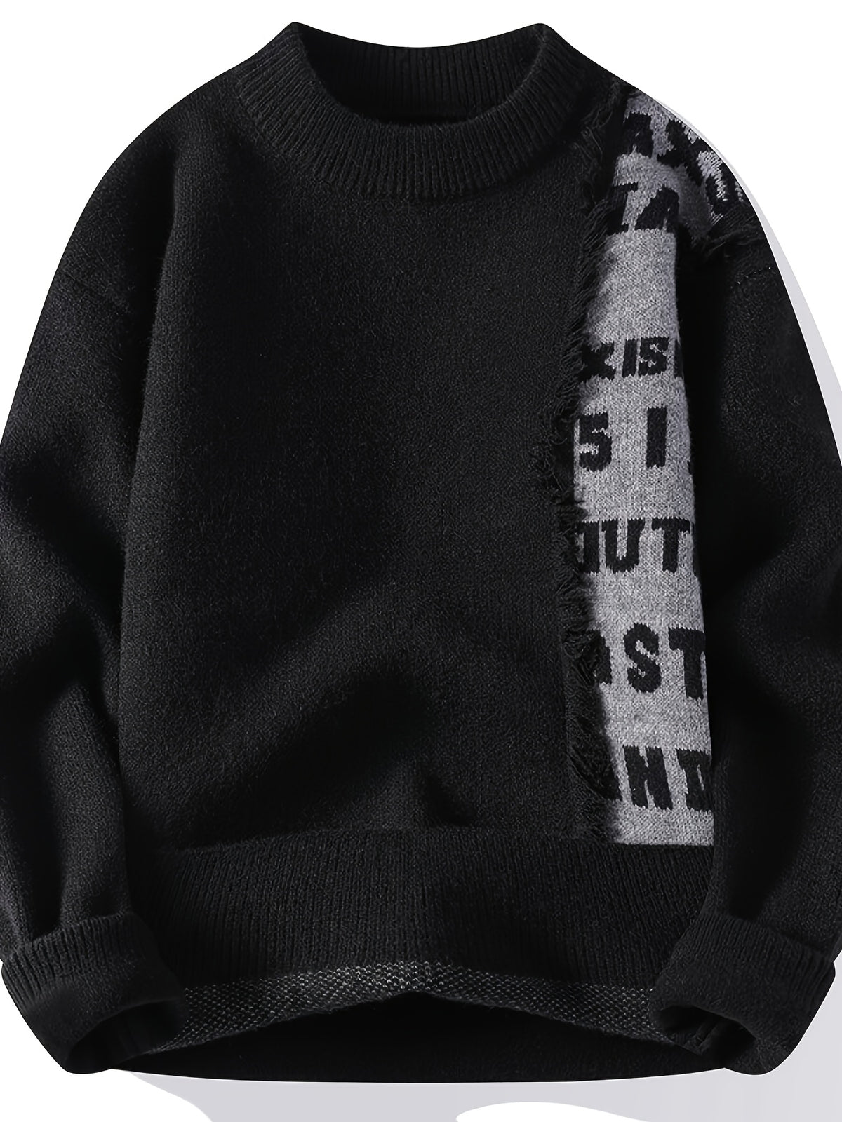 Men's Korean Style Round Neck Sweater, Youthful Fashion Patchwork Cable Knit Thickened Warm Pullover, Autumn and Winter New Color Block Casual Base Layer Shirt 711