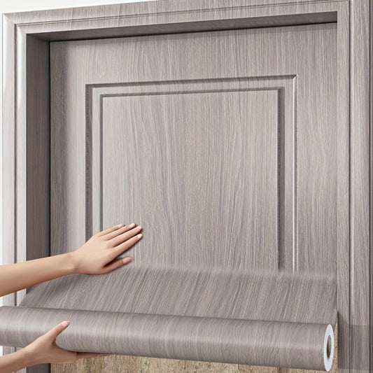 Self-Adhesive Removable Door Sticker - High-End Wood Grain Texture, Widened & Upgraded Metallic Finish, Easy Peel & Stick for Room & Door Renovation, Door Stickers for Home Renovation, Textured Surface, Durable Adhesive