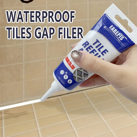 80ml Waterproof Tile Grout Filler, Odorless, Easy-to-Use, Durable White Tile Supplement for Kitchen, Bathroom Sink and Floor Gaps, Includes Scraper, Tile Grout Filler, Tile Filler, Wall Repair Paste/kit/patching Paste, Wall Filler/hole Filler, Home Renov