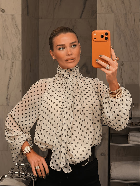 Women's New British-Style Polka Dot Casual Bow Blouse, Office Wear, Daily Commute