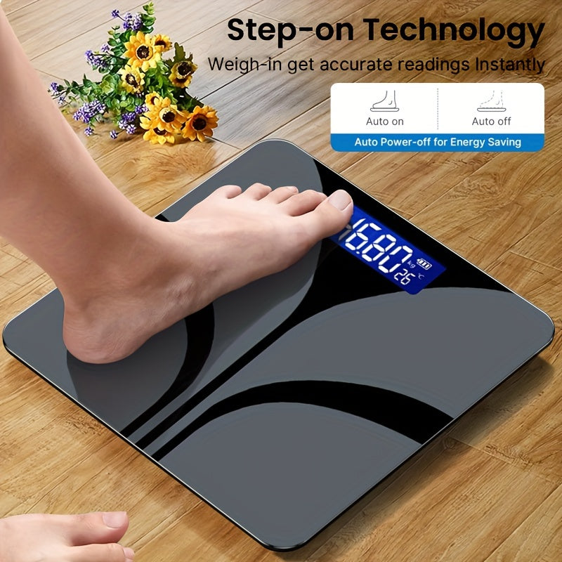 1pc Elegant Black Digital Scale with LCD Display - Measures Weight, Temperature & Body Fat Percentage, Modern Bathroom Design, AAA Battery Powered (Not Included), Bathroom Scale|Minimalist Scale|Digital Weight Scale