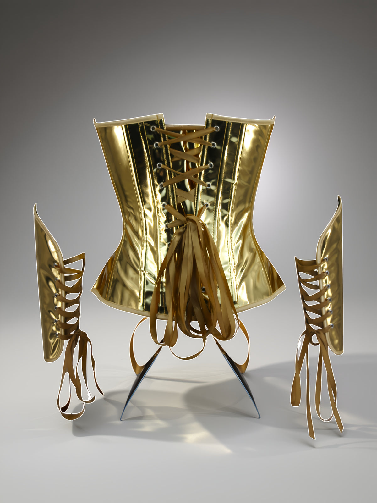 Gogo Future Technology Golden Tight-Fitting CORSET, Steel Knight Performance Ball Gown Set