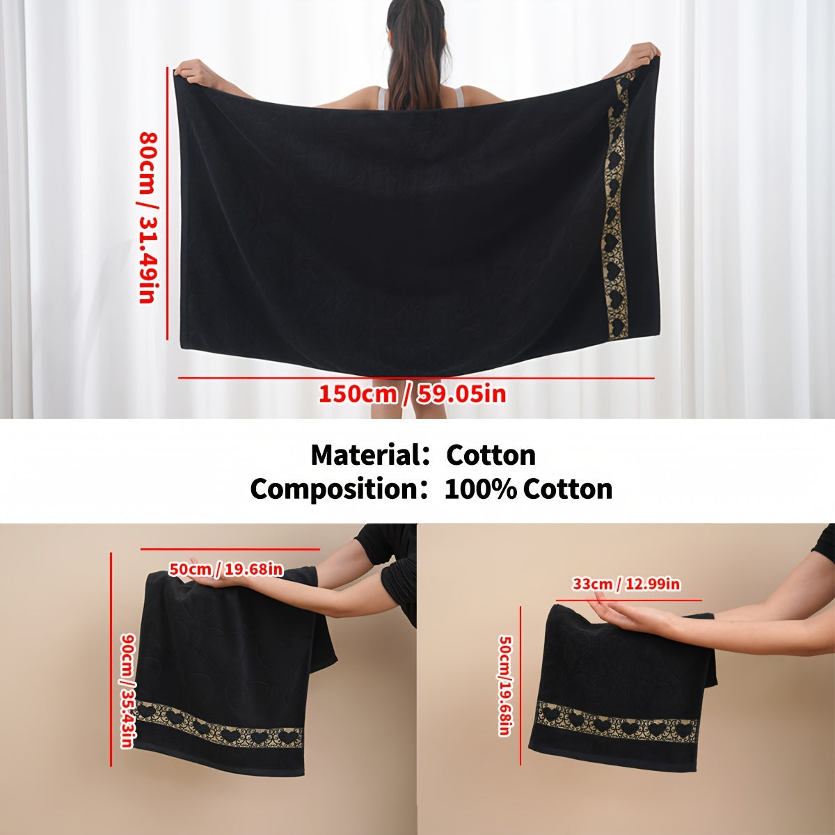 3pcs 100% Cotton Jacquard Towel Set, 1 Washcloth & 1 Hand Towel & 1 Baht Towel, Absorbent & Quick-drying Showering Towel, Super Soft & Skin-friendly Bathing Towel, for Home Bathroom, Ideal Bathroom Supplies