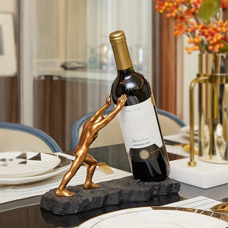 An Elegant European-Style Resin Figure Wine Rack - a Luxurious And Creative Design That Is Perfect for Home And Office Decor, Making It an Ideal Display for Bookshelves Or Entryways.