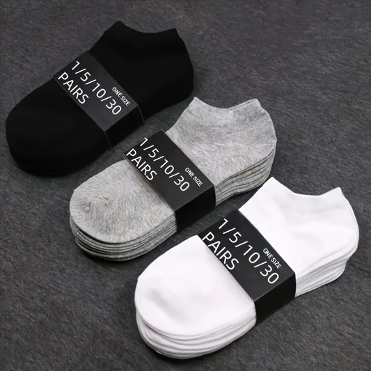 1/5/10/30 Pairs of Socks for Men and Women, Black and White Thin Ankle Socks, No-Wash, Deodorant, Sweat Absorbing, Summer Thin, Foot Bath, Boat Socks, Sweat-Resistant