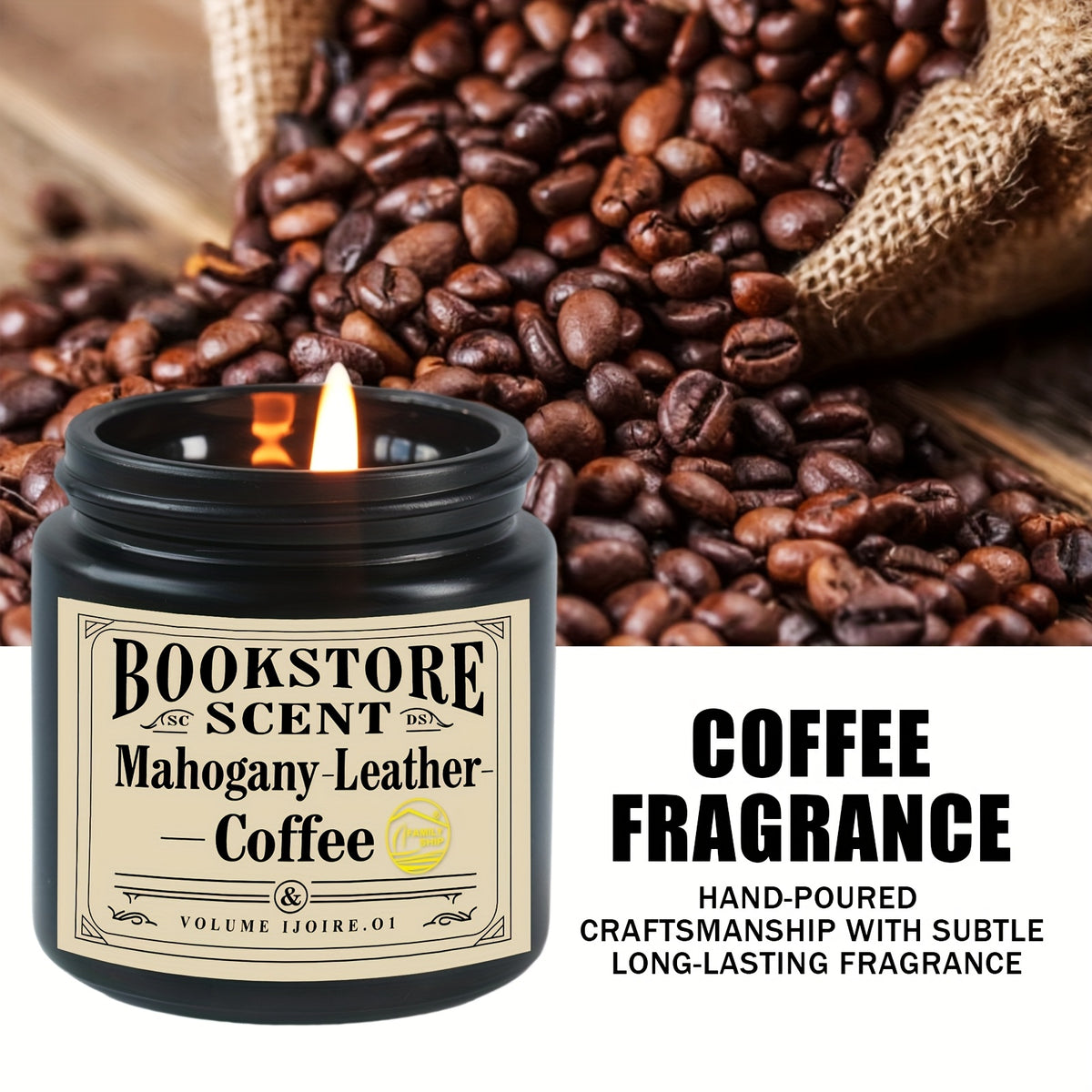 Redwood Scent + Leather Scent + Coffee Scent Candle, 100g/3.52oz, 6.35cm/2.5in Tall, 5.99cm/2.36in Diameter, Home Decor, Premium Soy Wax, Suitable for Work and Study Candle Companion, Unisex Gift