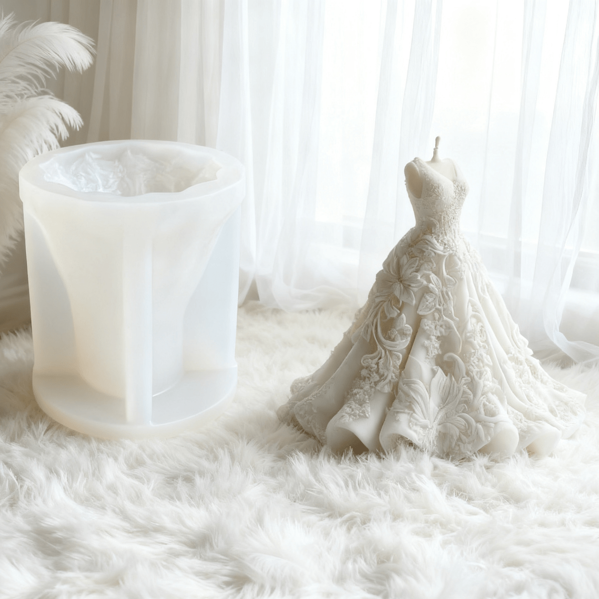 3D Wedding Dress Silicone Mold for Candle Making, Resin & Plaster Crafts - Reusable Lace Wedding Dress Demoldable DIY Mold, Irregular Shape for Wedding Candles, Romantic Handmade Gifts & Bridal DIY Projects