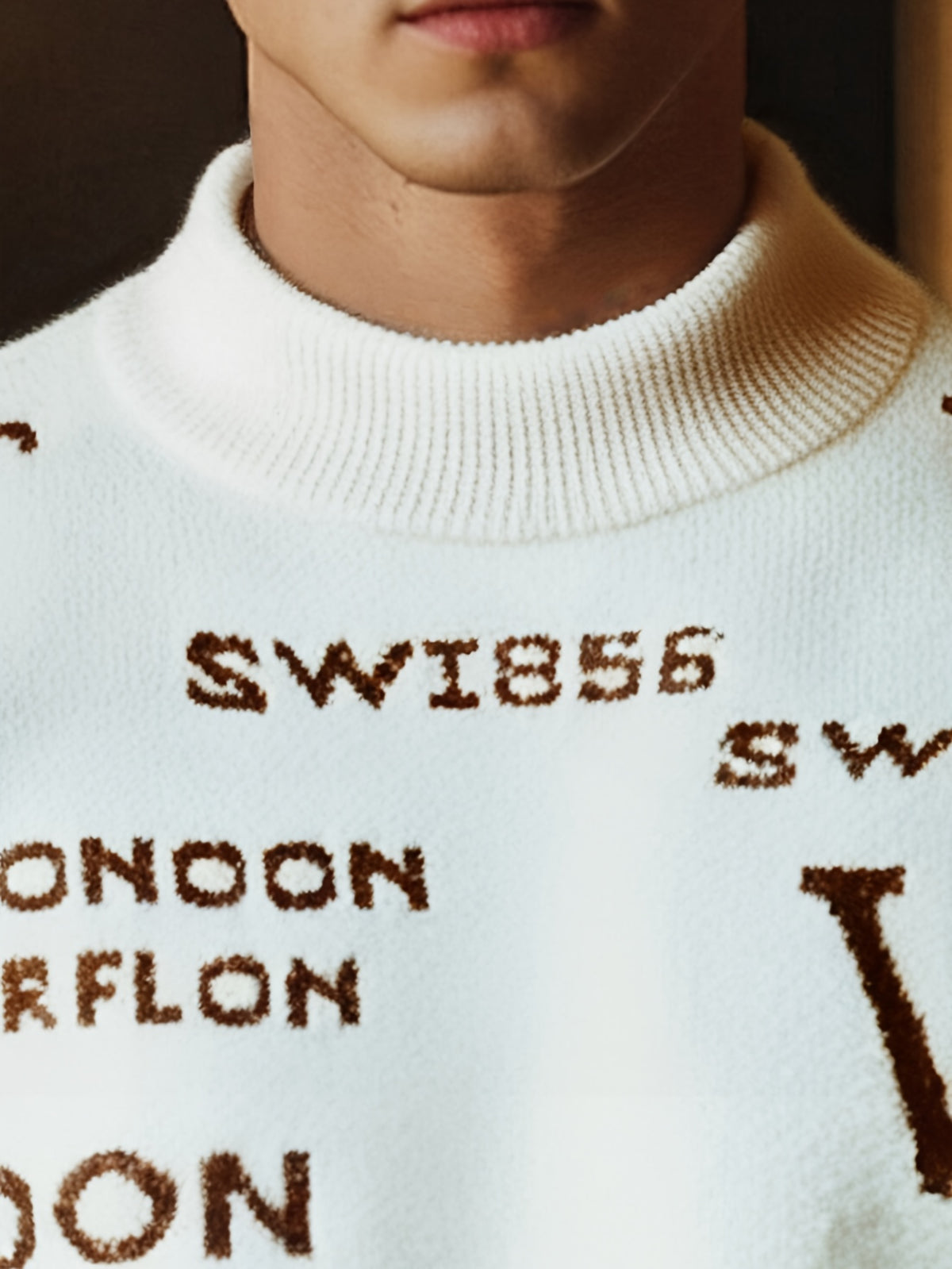 Men'S Slim-Fit Color-Block Letter Print Sweater - Soft, Warm, and Durable Long Sleeve Pullover for Fall/Winter, Casual Business Style, Round Neck, Light -Friendly, No Ironing Required, Casual Winter Wear | Trendy Casual Style | Soft Sweater