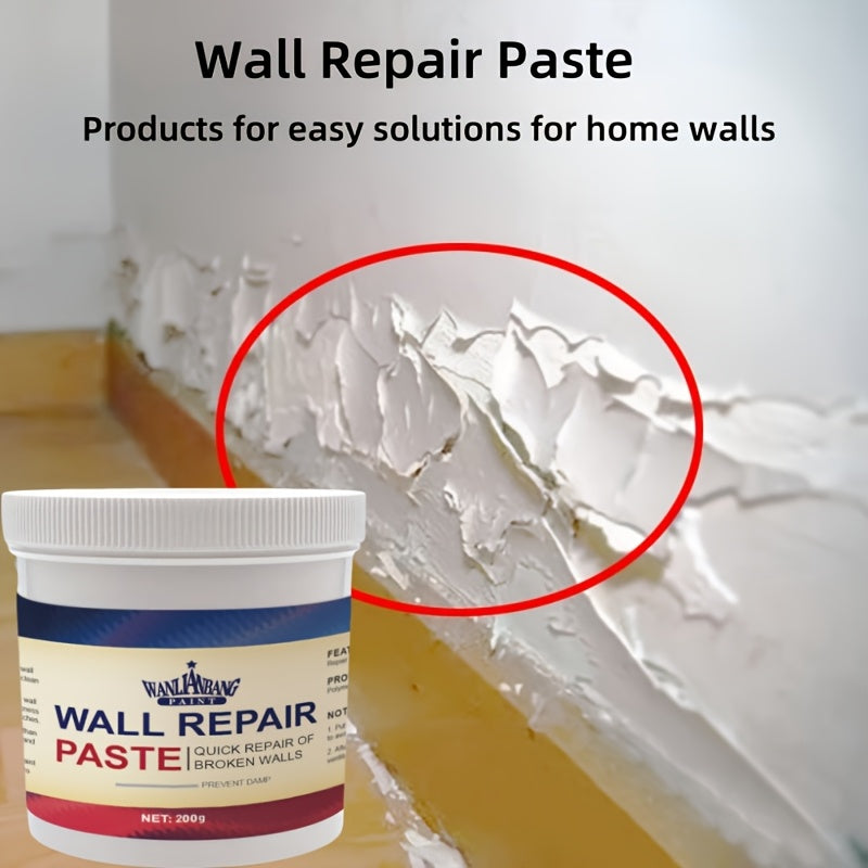 Quick Wall Repair Paste - White Putty for Hole and Crack Fixing - Prevents Fading, Long-Lasting Durability - Easy Application for Holes, Cracks, Dentures, and Other Drywall Damage - Mild Formula - Suitable for Walls - Wall Putty - Odorless, Gypsum Board