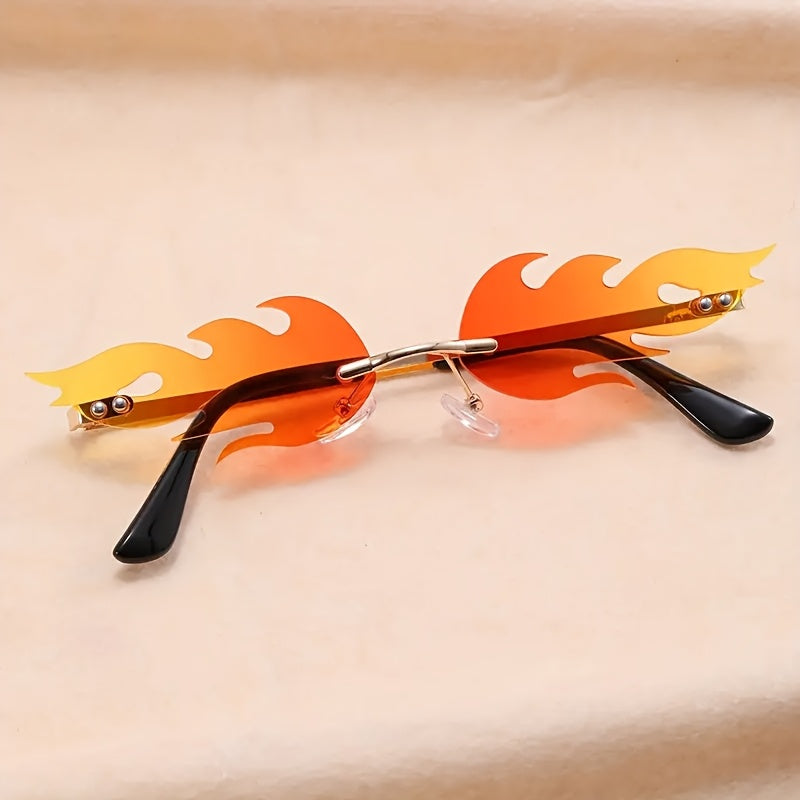 Stainless Steel Flame-Shaped Glasses - Retro Style Metal Frame, Perfect for Parties & Gifts, Stylish Accessories|Vibrant Accessory|Durable Glasses