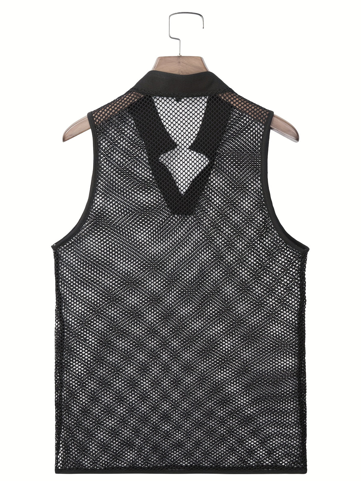 Men'S Breathable Mesh Fabric with Large Holes, Combined with Waffle Texture, Sexy And Stylish V-Neck Sleeveless Henley Tank Top for Sports And Outdoor Leisure.