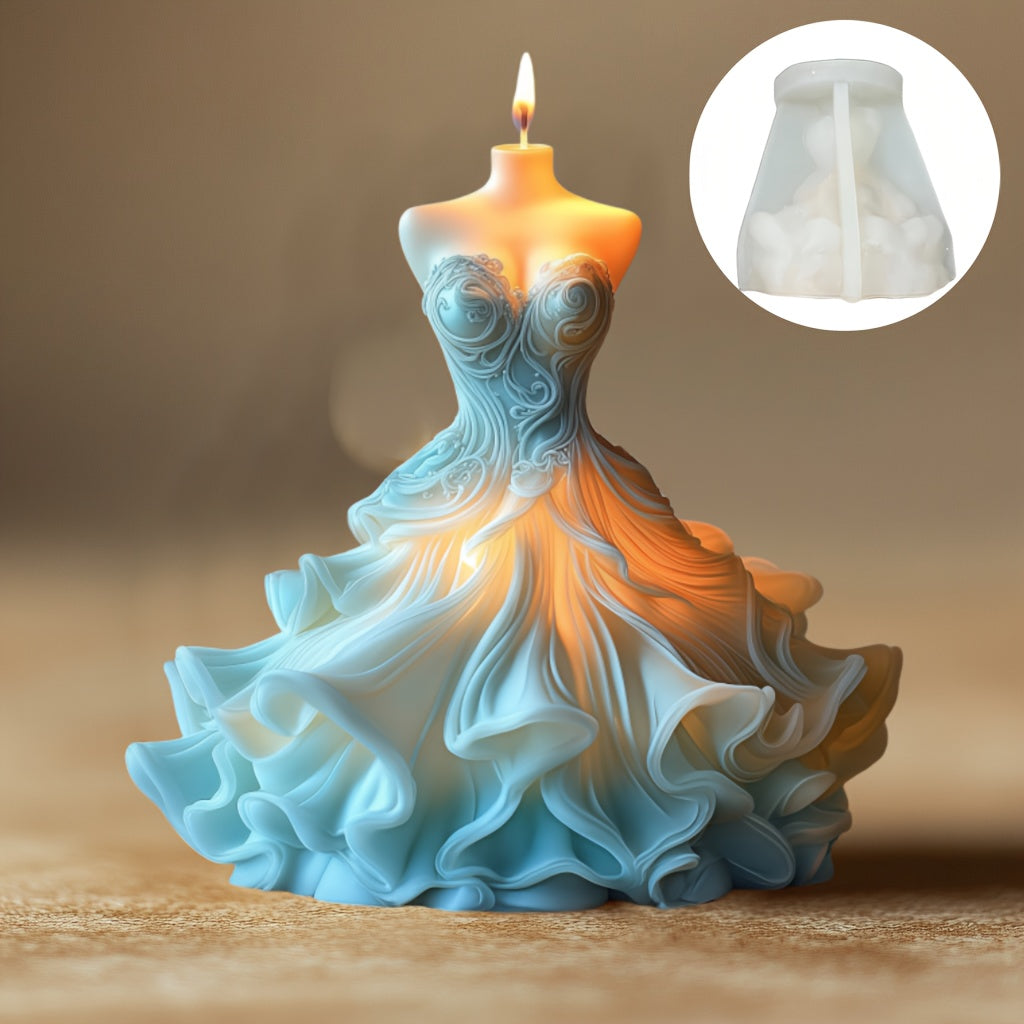 Elegant Wedding Dress Silicone Mold for Candles - Bride-Inspired Long Gown Design, Perfect for Wedding Decor, Resin & Silicone Crafting, Ideal Gift for Brides and Grooms, Wedding Decorations