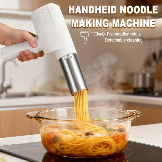Electric Pasta Maker, Pasta Press Machine, Hands-Free Pasta Maker, Compact Handheld Wireless Noodle Maker for Home Use, Multi-Functional for Five Pasta Shapes, Gift for Loved Ones, Colleagues, and Elders, Portable Appliance, Wireless Operation