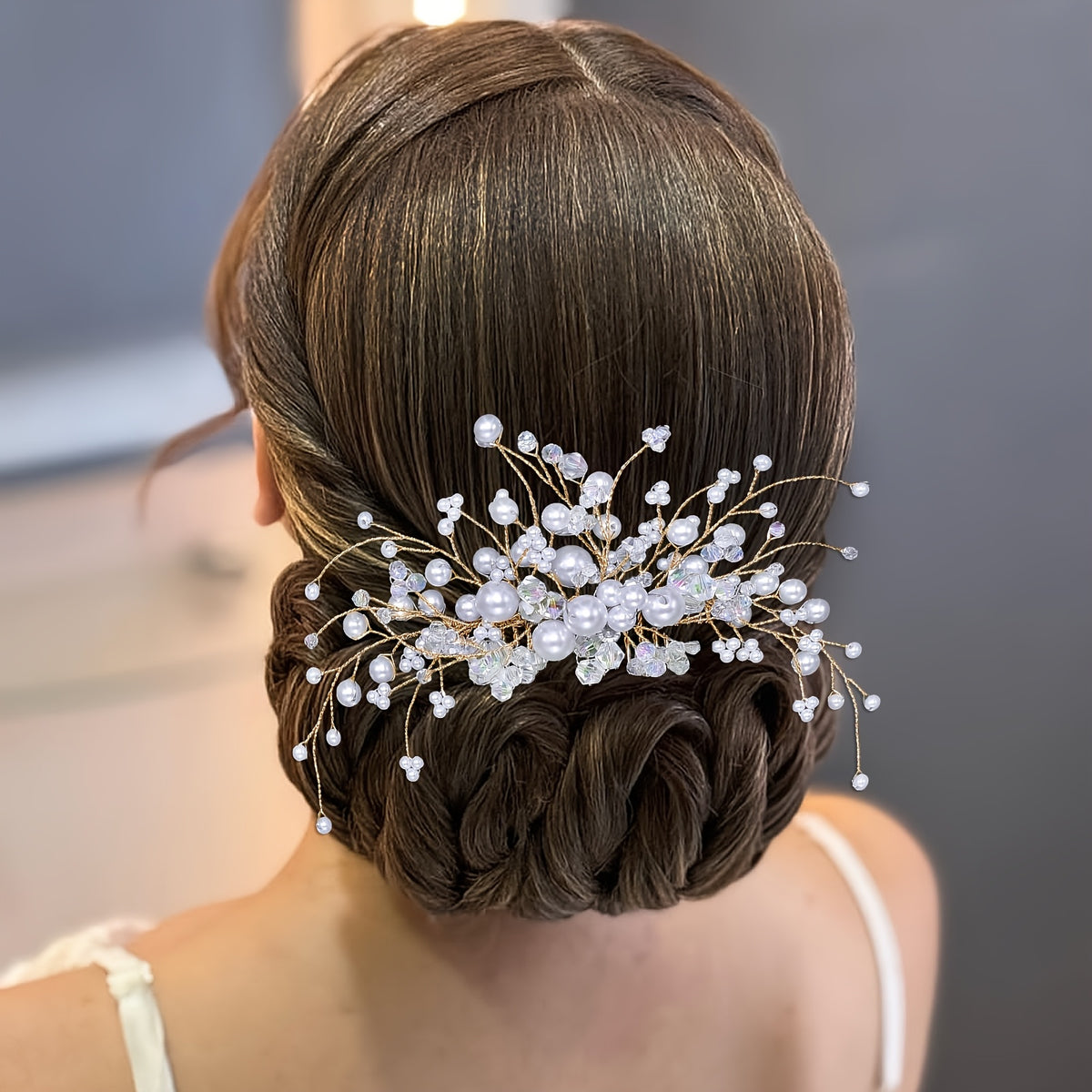 Elegant Bridal Hair Comb with Pearl and Rhinestone Accents - Luxurious Updo Accessory for Weddings, Anniversaries, and Formal Events, Wedding Hair Accessories