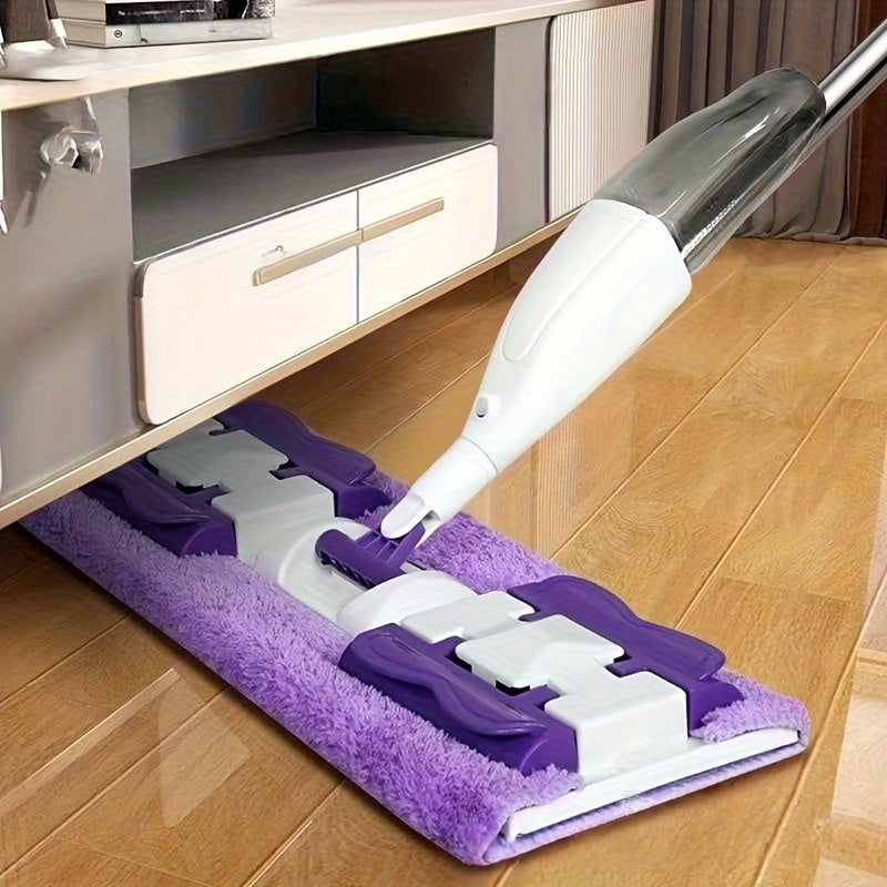 1-Pack Heavy-Duty Chenille Spray Mop with Long Handle - Wet/Dry Floor Cleaner, 3 Reusable Cleaning Pads, for Hardwood, Tile, Laminate, Kitchen, Bathroom, Living Room - Space-Saving Storage Design, Versatile Floor Cleaning, Ergonomic Spray Mop, Easygrip H