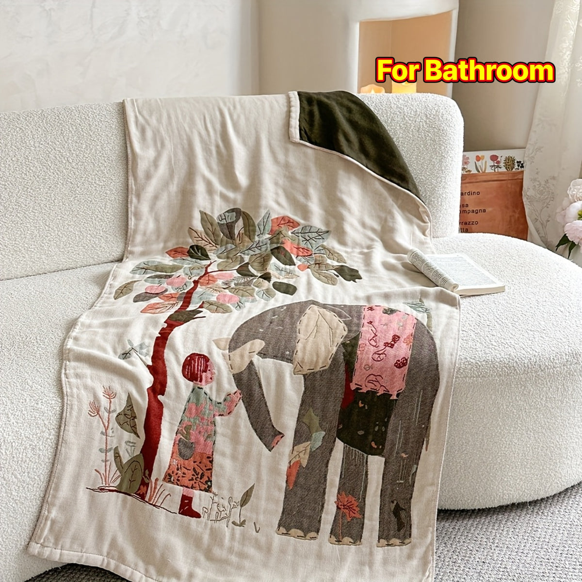1pc Extra Large Bath Towel - Four-Layer Quick-Dry Technology Bath Sheet, Temperature-Locking & Breathable All-Season Towel, Plush Soft Bathroom Decor for Adults & s - Ideal Gift for Elephant Lovers, Whimsical Design, High Absorbency Fabric, Comfort Bath