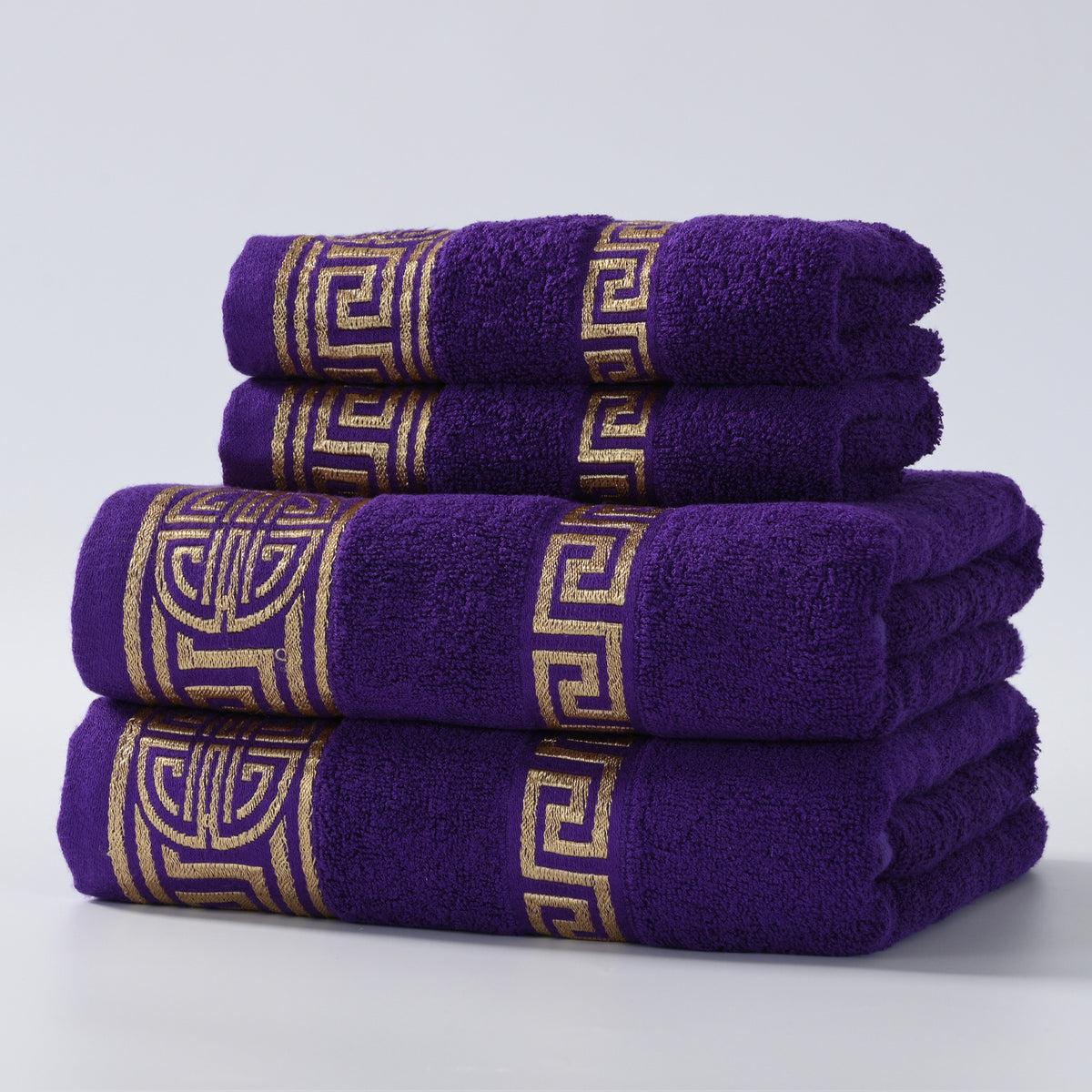 4pcs 2pcs 40*75cm + 2pcs 70*140cm or 2pcs 50*100cm+70*140cm Luxury Geometric Golden Embroidery Bamboo Fiber Towel Bath Towel Adult Couple Towel Bath Towel Valentine'S Day Gift Towel Bath Towel Universal Home Daily Use Face Washing Bath Wrap Towel 40*75cm