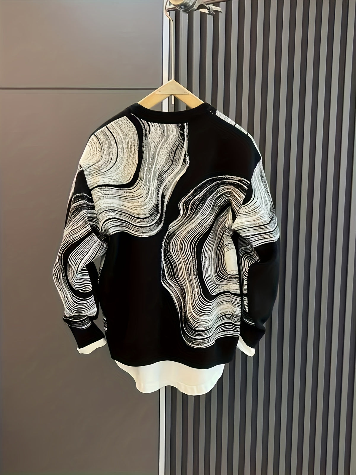 Temujin OBM Men's Fashionable Trendy Creative Jacquard Round Neck Long Sleeve Pullover Sweater