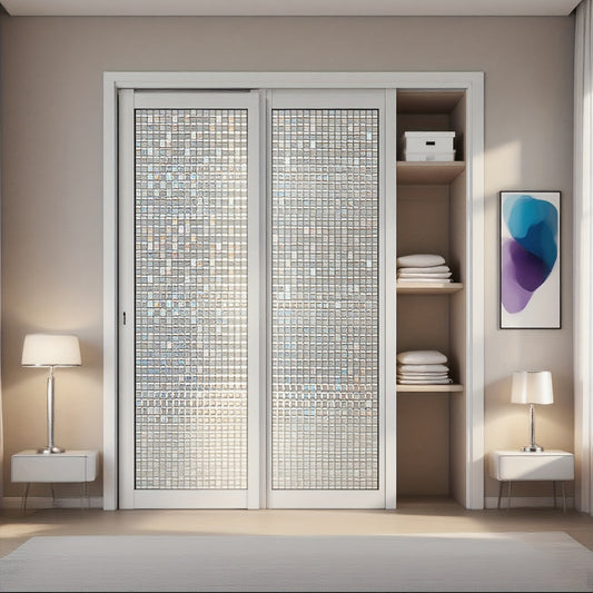 1 Roll Window Privacy Film, Transparent Glass Tint, 3D Mosaic Adhesive Decorative Sticker for Windows and Doors - Sunproof & Heat Insulation Vinyl Wrap with Strong Cling (Easy to Apply/Remove) Universal Wallpaper Designs Suitable for Room Living Bathroom