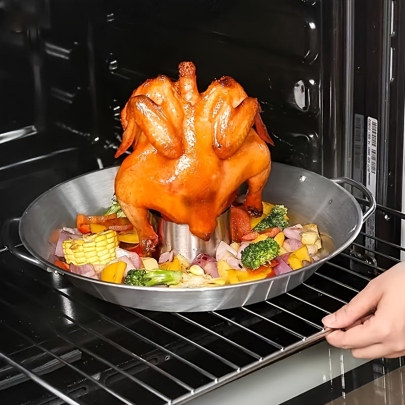 Stainless Steel Beer Can Roasting Rack - Detachable Round Chicken Grill Pan for Indoor/Outdoor BBQ, Picnics & Camping - Perfect for Thanksgiving, St. Patrick'S Day, Easter & More - Durable, Easy-Clean Design for Even Cooking, Camping Essentials, Sleek Me