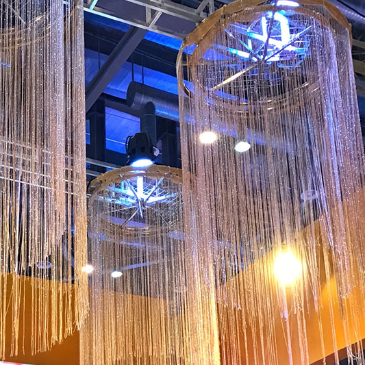 1pc Golden Sparkling Polyester String Lights - Cascading Wedding & Party Decor for Valentine's Day, Graduation, Summer Events - Versatile Indoor/Outdoor Hanging Ornament, Wedding Anniversary Decorations, Indoor Outdoor Decor, Festive Atmosphere