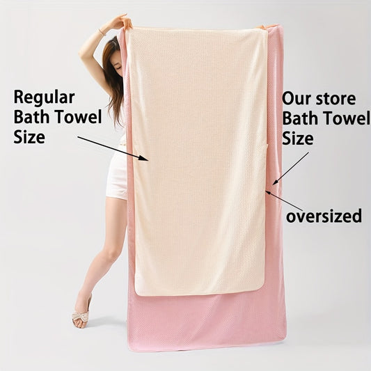 1pc Extra Large Bath Towel - Quick-Dry, Highly Absorbent & Ultra-Soft Microfiber - Large Bath Sheet (35.4x67 Inches/90x170cm) for Home, Spa, Gym, Hotel - Quick Absorption, Plush Texture - Available in Beige, Pink, Multiple Colors - Ideal for Adults & Fam