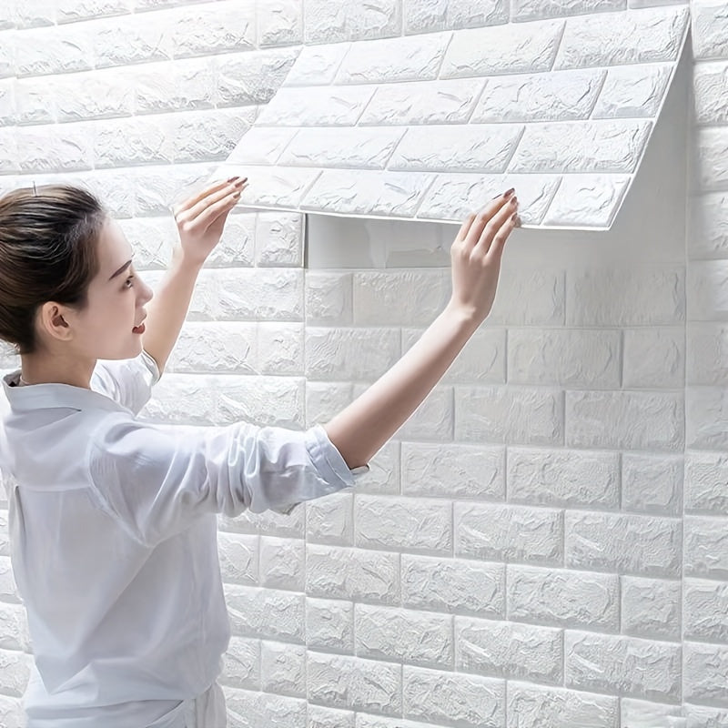 15pcs 3D Wall Stickers Wallpaper Foam Soft Tiles, Peel and Stick, Self-Adhesive, Simple Brick Pattern Wall Stickers, Easy to clean for, Backgrounds, Living room walls, Wall Decoration, Home Renovation, Decorative Tiles, Modern Wallpaper, Durable Material