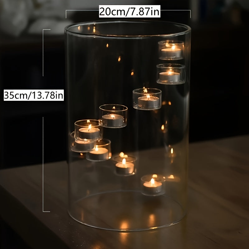 Large Multi-Candle Holder | Windproof Design, Candlelight Dinner Essential | Home Gathering/Outdoor Patio/Festival Decoration, Romantic Creative Decor, Candle Holder, Candlestick For Center Table, Elegant Candle Holder, Candle Stand, Tea Candle Holder, C