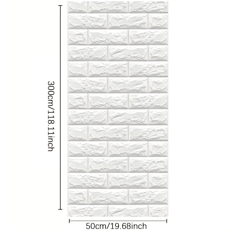 3meter 1roll Continuous Brick Wall Sticker | Waterproof and Oil-Resistant Vinyl, Easy to Clean, Suitable for Kitchen, Living Room, and Other Wall Renovations