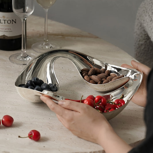 1pc High-Quality Silvery Stainless Steel Candy Dish, Suitable for Kitchen, Living Room, Restaurant Appetizer Dish, Snack Bowl Multi-functional Snack Plate, Nut, Candy, Salad, Fruit, Snack Multi-functional Plate, Can Be Used for Food Contact, Christmas, H