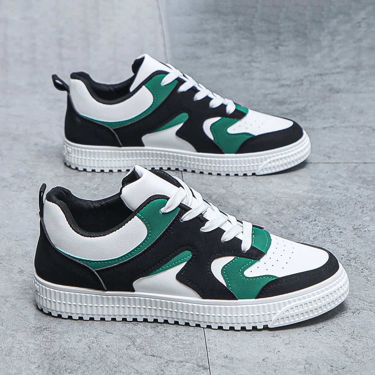 Women's Fashion Color Block Sneakers, Casual Faux Leather Lace Up Low Top Shoes, Lightweight Student Shoes plus size, men & women, unisex